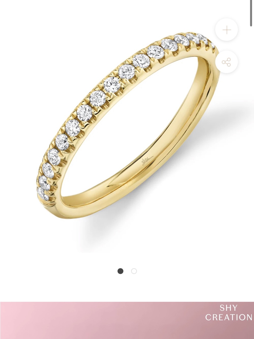 Shy Creation Yellow Gold Diamond Pave Eternity Band